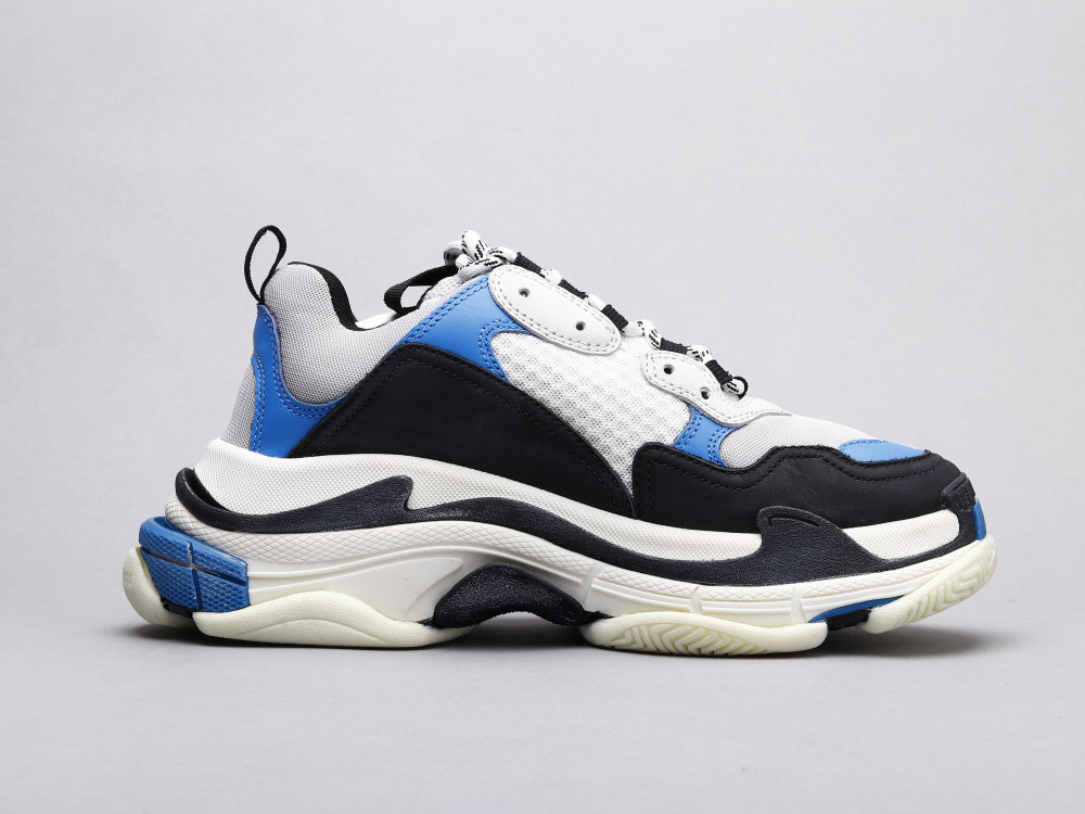 EI -Bla Triple S Black And White Blue Sneaker