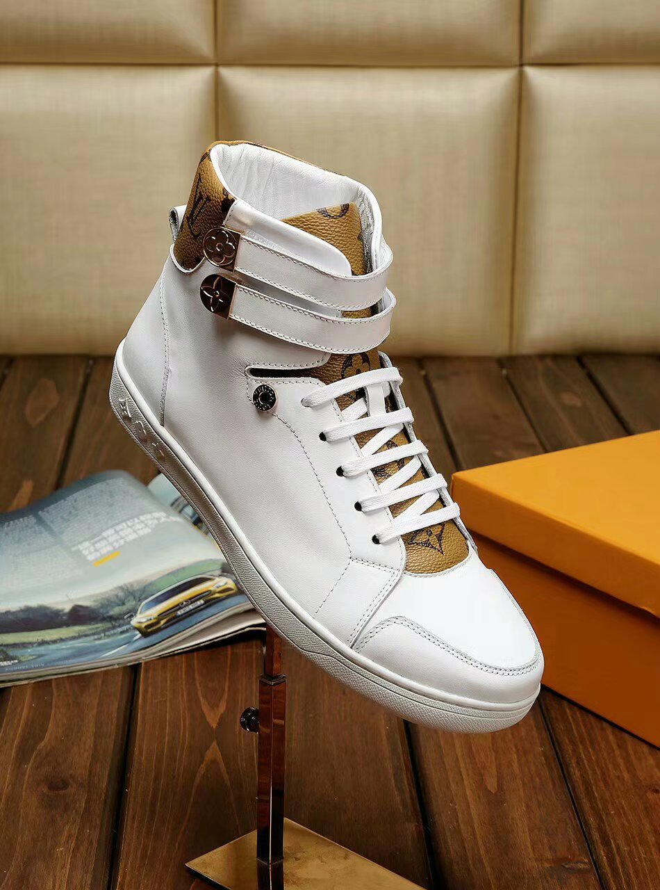 EI -LUV HIgh Top White Brown Sneaker