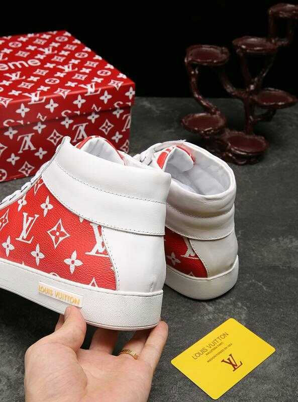 EI -LUV HIgh Top White Red Sneaker