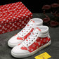 EI -LUV HIgh Top White Red Sneaker