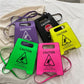Crossbody Bag Creative Caution Letters Sign 2022
